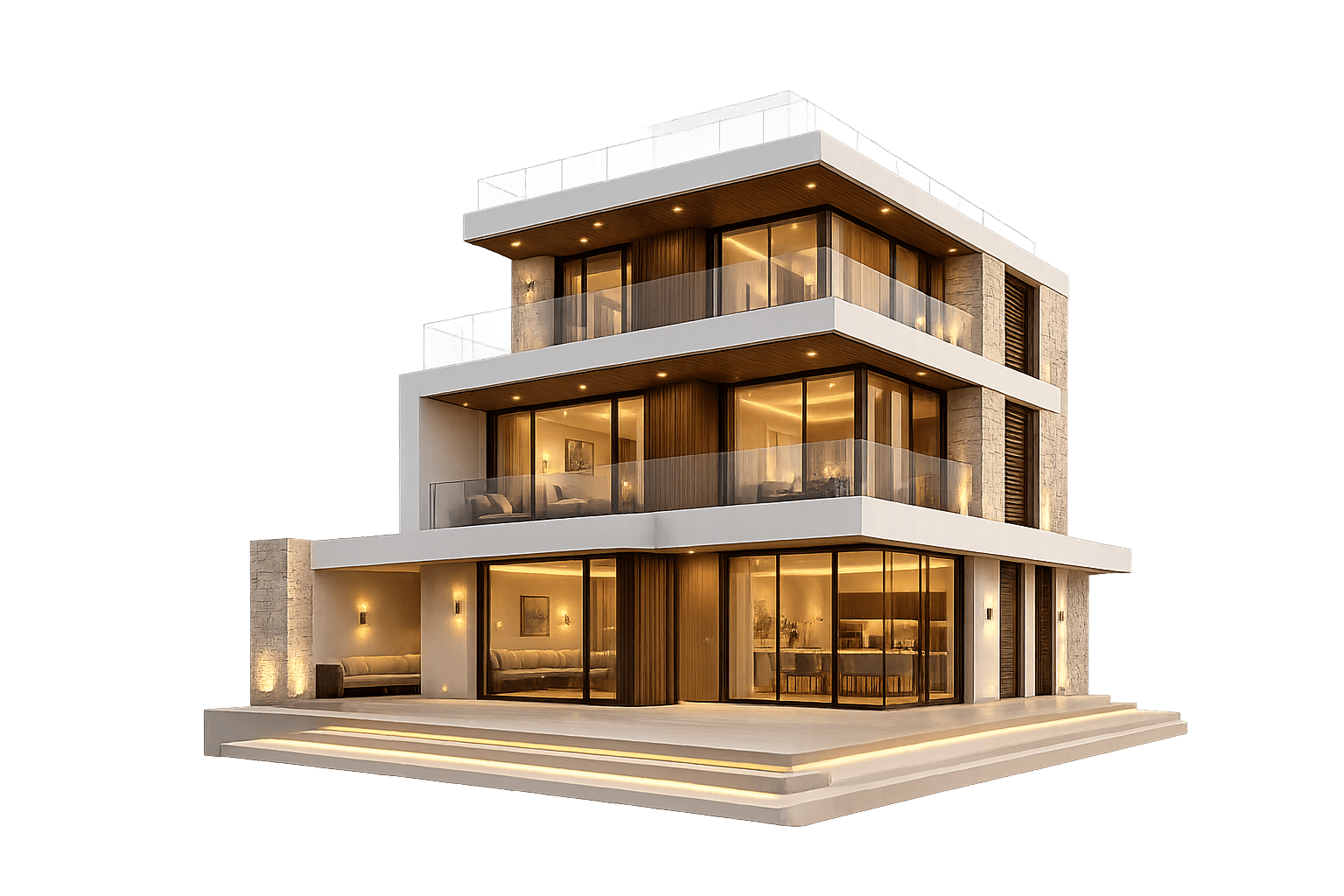 3D render of a Kadaloraa Castle luxury villa with private pool